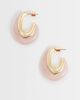 ASOS DESIGN ASOS DESIGN small hoops with light pink resin design in gold tone - 1