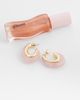 ASOS DESIGN ASOS DESIGN small hoops with light pink resin design in gold tone - 3