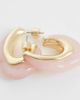 ASOS DESIGN ASOS DESIGN small hoops with light pink resin design in gold tone - 4