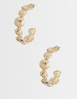 ASOS DESIGN ASOS DESIGN small hoops with mini-shell design in gold tone