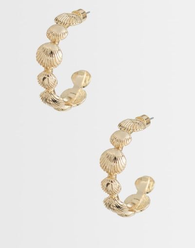 ASOS DESIGN ASOS DESIGN small hoops with mini-shell design in gold tone