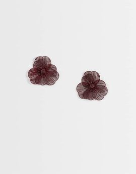 ASOS DESIGN ASOS DESIGN small stud earrings with mini wire-floral design in Burgundy-Red