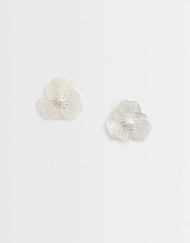 ASOS DESIGN ASOS DESIGN small stud earrings with mini wire-floral design in ivory-White