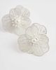 ASOS DESIGN ASOS DESIGN small stud earrings with mini wire-floral design in ivory-White - 3