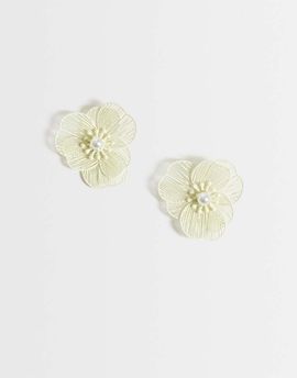 ASOS DESIGN ASOS DESIGN small stud earrings with mini wire-floral design in pale yellow