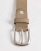 ASOS DESIGN ASOS DESIGN smart faux suede single stud belt with rounded edge brushed silver buckle in beige-Neutral - 3