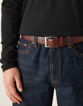 ASOS DESIGN ASOS DESIGN smart leather belt with croc texture in brown