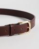 ASOS DESIGN ASOS DESIGN smart leather single stud belt with rounded edge gold buckle in brown - 2