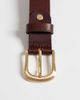 ASOS DESIGN ASOS DESIGN smart leather single stud belt with rounded edge gold buckle in brown - 3