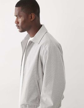 ASOS DESIGN ASOS DESIGN smart oversized Harrington jacket in light gray seersucker - part of a set-Blue