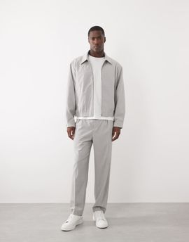 ASOS DESIGN ASOS DESIGN smart relaxed tapered fit pants in light gray seersucker - part of a set-Blue
