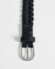ASOS DESIGN ASOS DESIGN smart slim faux leather woven belt with rounded silver buckle in black - 1