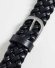 ASOS DESIGN ASOS DESIGN smart slim faux leather woven belt with rounded silver buckle in black - 3