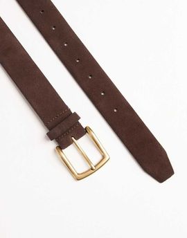 ASOS DESIGN ASOS DESIGN smart suede belt with gold buckle in brown
