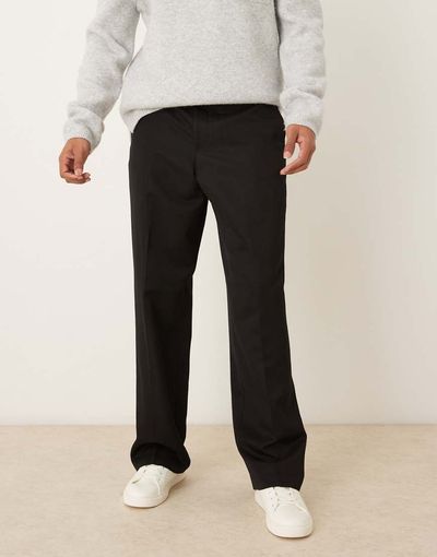 ASOS DESIGN ASOS DESIGN smart wide leg pants with back pocket detail in black