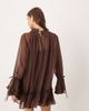 ASOS DESIGN ASOS DESIGN smock mini dress with tiered ruffle cuff and velvet bows in chocolate-Orange - 3