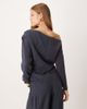 ASOS DESIGN ASOS DESIGN soft asymmetric top with ruched detail in washed ink - part of a set-Navy - 3