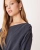 ASOS DESIGN ASOS DESIGN soft asymmetric top with ruched detail in washed ink - part of a set-Navy - 4