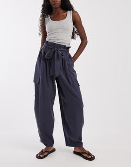 ASOS DESIGN ASOS DESIGN soft cargo balloon pants with belt in navy