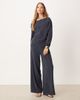 ASOS DESIGN ASOS DESIGN soft clean front wide leg pants in washed ink - part of a set-Navy - 1