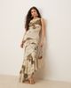 ASOS DESIGN ASOS DESIGN soft cowl neck strappy back maxi dress with seam detail in oversized green floral print-Multi - 1