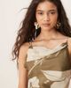 ASOS DESIGN ASOS DESIGN soft cowl neck strappy back maxi dress with seam detail in oversized green floral print-Multi - 3