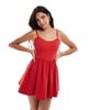 ASOS DESIGN ASOS DESIGN soft denim ballerina mini dress in red - 1