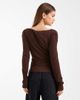 ASOS DESIGN ASOS DESIGN soft jersey drape wrap long sleeve top in chocolate-Brown - 4