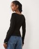 ASOS DESIGN ASOS DESIGN soft jersey drape wrap long sleeve top in cream-Black - 4