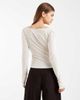ASOS DESIGN ASOS DESIGN soft jersey drape wrap long sleeve top in cream-White - 4