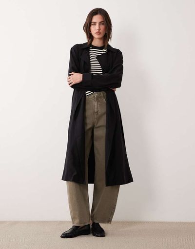 ASOS DESIGN ASOS DESIGN soft longline trench coat in black