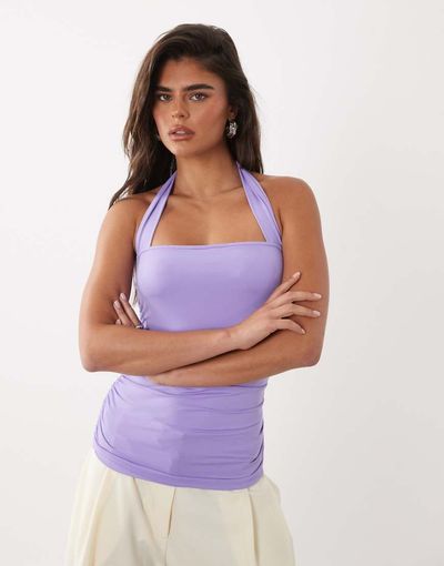 Asos Design Soft Scoop Tank Top In Lilac-Purple