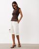 ASOS DESIGN ASOS DESIGN soft semi sheer cap sleeve top with ruched bust overlay in chocolate-Brown - 2