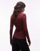 ASOS DESIGN ASOS DESIGN soft semi sheer long sleeve shirt in berry-Red - 4