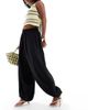 ASOS DESIGN ASOS DESIGN soft textured oversized billow pants with tie hem in black - 1
