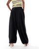 ASOS DESIGN ASOS DESIGN soft textured oversized billow pants with tie hem in black - 3