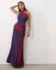 ASOS DESIGN ASOS DESIGN soft touch contrast sash waist maxi skirt in purple and wine - part of a set - 1