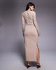 ASOS DESIGN ASOS DESIGN soft touch long sleeve drape maxi dress in cappucino-Brown - 3