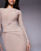 ASOS DESIGN ASOS DESIGN soft touch long sleeve drape maxi dress in cappucino-Brown - 4