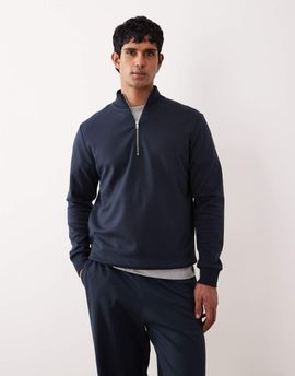 ASOS DESIGN ASOS DESIGN soft touch quarter zip sweatshirt in navy - part of a set