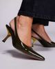 ASOS DESIGN ASOS DESIGN Sophia contrast mid heel slingback shoes in green patent - 2