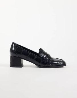 ASOS DESIGN ASOS DESIGN Speed mid heeled loafers in black croc