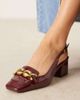 ASOS DESIGN ASOS DESIGN Spencer slingback loafer mid block heel shoes in burgundy-Red - 2