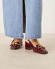ASOS DESIGN ASOS DESIGN Spencer slingback loafer mid block heel shoes in burgundy-Red - 4