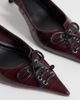 ASOS DESIGN ASOS DESIGN Spirit lace up kitten heels in burgundy-Red - 4