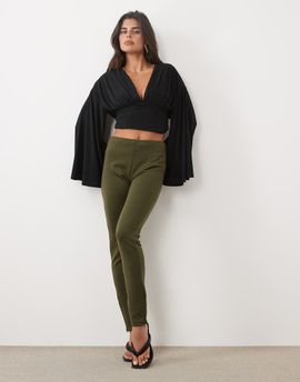 ASOS DESIGN ASOS DESIGN split hem detail leggings in khaki-Green