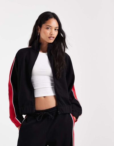 ASOS DESIGN ASOS DESIGN sporty track top in red and black - part of a set