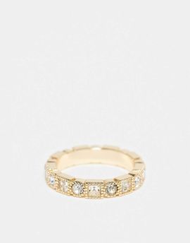 ASOS DESIGN ASOS DESIGN square and circle faux crystal band ring in gold