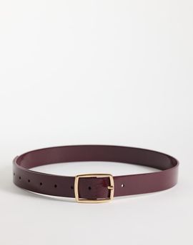 ASOS DESIGN ASOS DESIGN square buckle belt in patent burgundy-Red