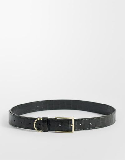 ASOS DESIGN ASOS DESIGN square buckle hip and waist belt in green croc